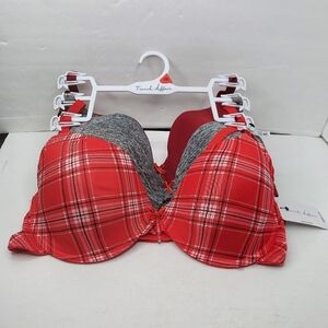 French Affair Women's 3 Pack Bra Red, Gray, And Marroon. Size 40D. NWT